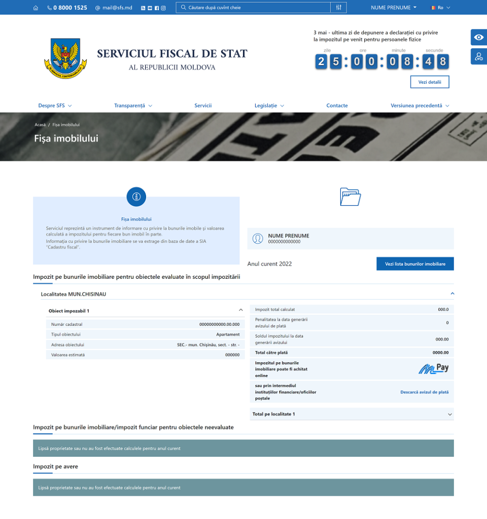 Serviciul Fiscal De Stat A Lansat Serviciul Fi A Imobilului Ce