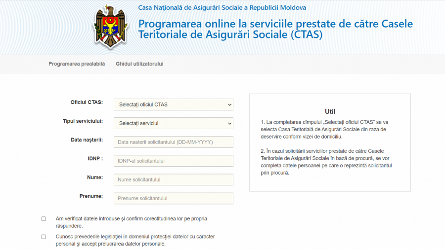 CTAS reamintește: Programaţi-vă în regim online pentru toate prestaţiile sociale
