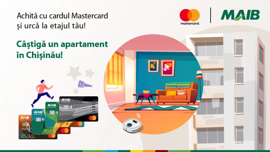 Te invităm la nivelul următor. Cardul Mastercard de la MAIB îți poate aduce un apartament cadou!