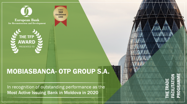 Mobiasbanca – OTP Group desemnată de către BERD „Cea mai activă bancă emitentă în 2020”