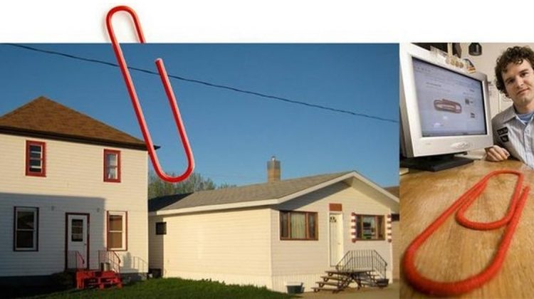 Povestea unui șomer din Canada care a schimbat o agrafă pentru o casă cu 2 etaje. FOTO cu întregul traseu