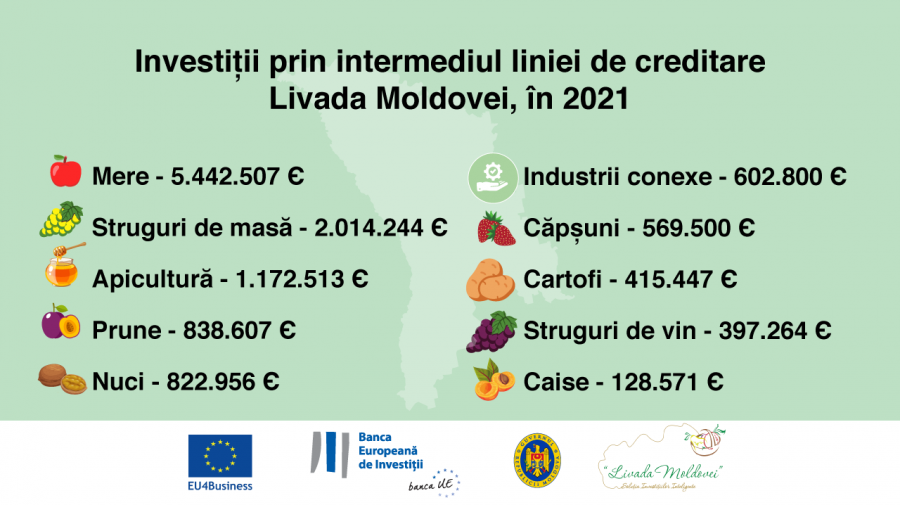 Horticultorii au accesat credite în valoare de peste 12,6 milioane de euro, de la începutul anului 2021