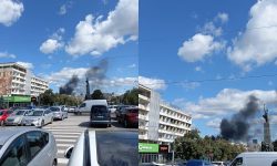 Capitala, cuprinsă de FUM NEGRU! Incendiu puternic la fabrica de mobilă „Viitorul”