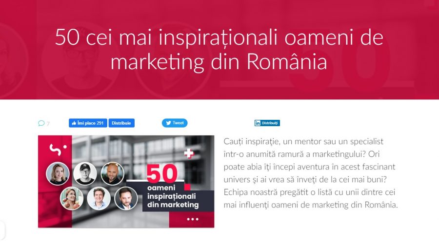50 cei mai inspiraționali oameni de marketing din România