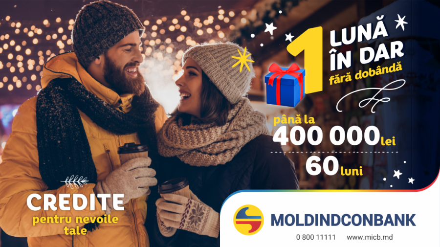 Moldindconbank își bucură clienții cu o lună fără dobândă la credite