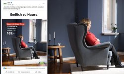 Reclamă inedită la un fotoliu de la IKEA Germania! Este inspirată de încheierea epocii Merkel: „În sfârșit acasă”