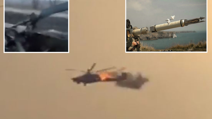 VIDEO Ucrainenii au rupt în două cu rachete britanice un elicopter rus