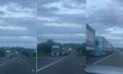 VIDEO exclusiv: Rânduri kilometrice de camioane, filmate duminică în preajma hotarelor țării