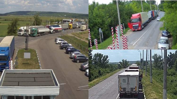 VIDEO Vameșii români nu fac față fluxului de camioane de la hotarul cu Moldova. Coloane de TIRuri staționează la hotar