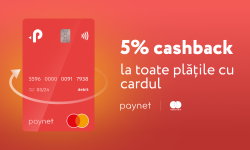 Primește 5% cashback la toate plățile cu cardul Paynet Mastercard