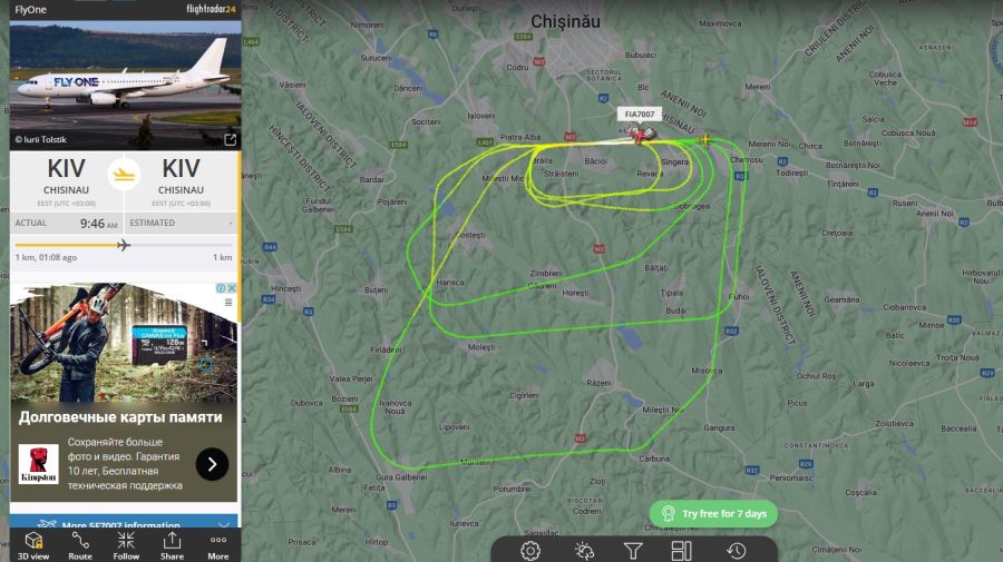 FOTO Ce se întâmplă deasupra Moldovei?! Un avion a făcut cercuri pe cerul Chișinăului