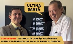 Ultima șansă: 12 noiembrie – ultima zi în care îți poți înscrie numele în genericul de final al filmului CARBON!