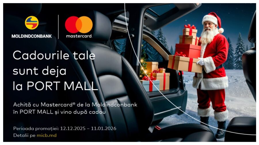 Cadourile tale sunt deja la Port Mall: Moldindconbank și Mastercard aduc surprizele sezonului