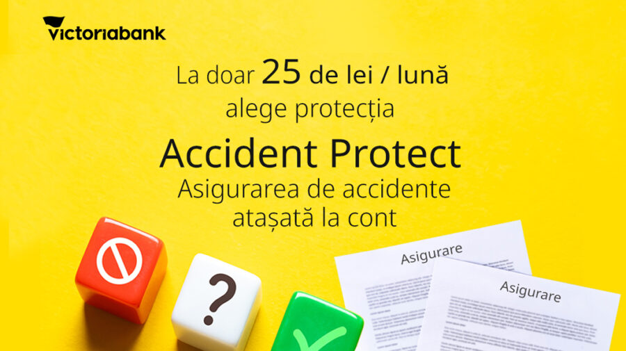 Victoriabank lansează asigurarea de accidente atașată contului curent,  cu doar 25 de lei pe lună