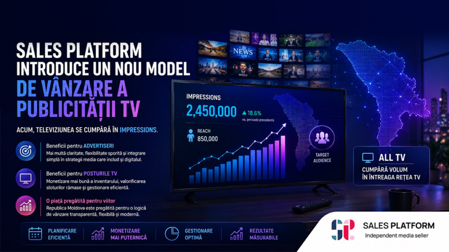 Sales Platform introduce un nou model de vânzare a publicității TV în Moldova