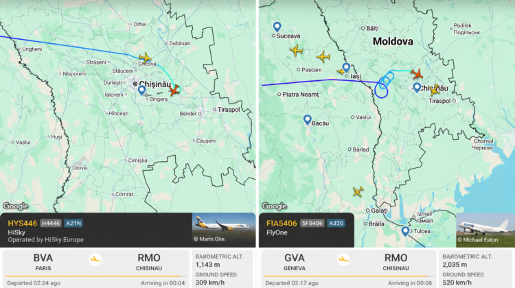 Două curse spre Chișinău, blocate în aer din cauza vremii. Avioanele survolează capitala în așteptarea aterizării