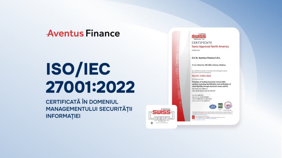 Aventus Finance a obținut certificarea internațională pentru managementul securității informației